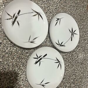 Cordon Bleu Elegance 5183 White Gold Bamboo 7 1/2 In Salad Saucers Plate Set 3